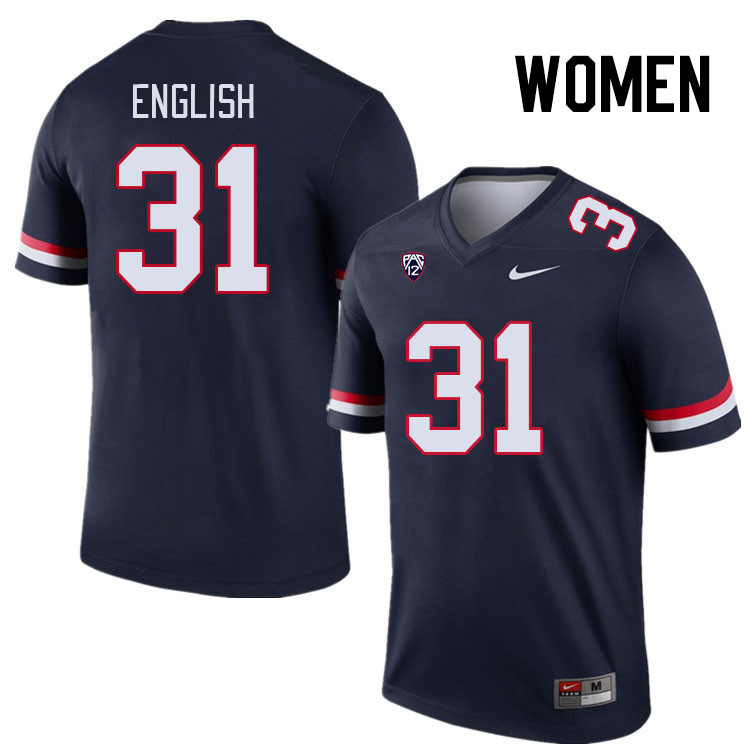 Women #31 Deric English Arizona Wildcats College Football Jerseys Stitched Sale-Navy